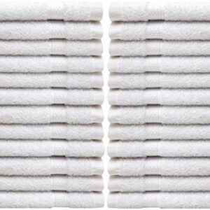 Pleasant Home Washcloths Set - 24 Pack (12” x 12”) – 570 GSM- 100% Ring Spun Cotton Wash Cloth - Super Soft and Highly Absorbent Face Towels (White)