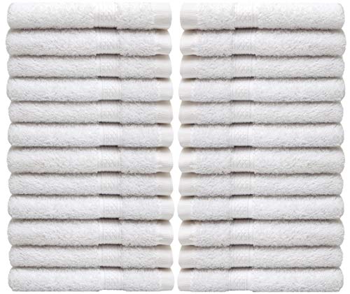 Pleasant Home Washcloths Set - 24 Pack (12” x 12”) – 570 GSM- 100% Ring Spun Cotton Wash Cloth - Super Soft and Highly Absorbent Face Towels (White)