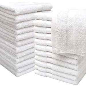 Pleasant Home Washcloths Set - 24 Pack (12” x 12”) – 570 GSM- 100% Ring Spun Cotton Wash Cloth - Super Soft and Highly Absorbent Face Towels (White)