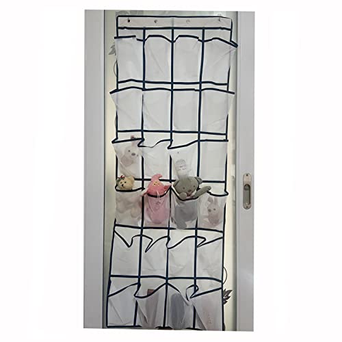 JOYUETLAN Over the Door Shoes Organizers, 24 Large Mesh Pockets& 2 Kinds of Hooks, Versatile Usage Shoe Hanger for Home Dormitory Closet Door (White)