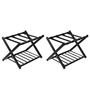 tangkula luggage rack (set of 2), folding metal suitcase luggage stand, double tiers luggage holder with shoe shelf, luggage stand for bedroom, guest room, hotel