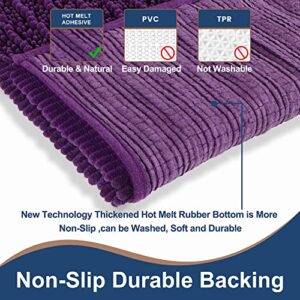 H.VERONNEX Luxury Chenille Plum Bathroom Rugs Sets 2 Piece, Thickened Hot Melt Rubber Bottom Bath Mats for Bathroom Non Slip,Bath Rugs Quick Dry Machine Washable for Shower Mat,Puppy-Loved Mat