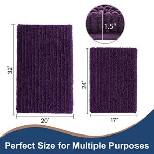 H.VERONNEX Luxury Chenille Plum Bathroom Rugs Sets 2 Piece, Thickened Hot Melt Rubber Bottom Bath Mats for Bathroom Non Slip,Bath Rugs Quick Dry Machine Washable for Shower Mat,Puppy-Loved Mat