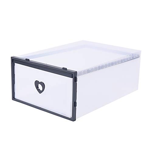 TBVECHI Clear Drawer Shoe Box Foldable & Stackable Organizer Case Foldable Sneaker Display Box Shoe Storage Organizers 12.2 x 8.3 x 4.7in (Black - 24 pack)