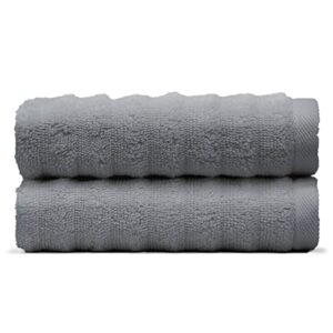 cosy house collection 2-pack classic cotton washcloth towel set - ultra soft, absorbent & quick drying - luxury 100% cotton plush towel - for bathroom, shower & kitchen (washcloth, grey)