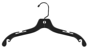 17" black plastic dress/shirt hangers with black swivel hook