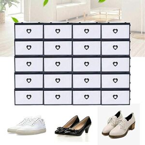 DNYSYSJ Shoe Storage Boxes, 24 Pack Shoe Storage Organizers Stackable Shoe Organizers, Clear Plastic Shoe Holder Containers Drawers (24 PCS Black, Black)