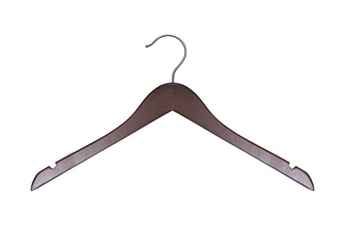 NAHANCO 20317 Wooden Top Hanger, Flat, 17", Low Gloss Mahogany Finish (Pack of 100)