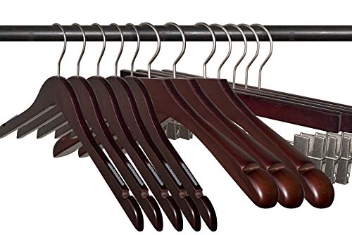 NAHANCO 20317 Wooden Top Hanger, Flat, 17", Low Gloss Mahogany Finish (Pack of 100)