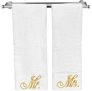 modern designs pro mr. and mrs. gifts - couple embroidered washcloths towels - anniversary,wedding,engagement gifts (2 pack - mr. & mrs washcloths)