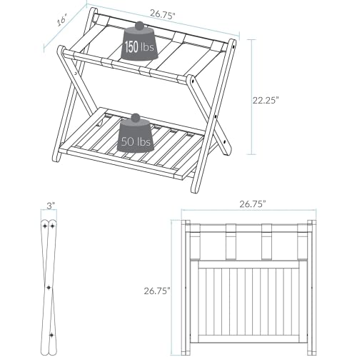 Folding Luggage Racks with Shelf for Guest Room 2-Pack Suitcase Stand Luggage Racks for Suitcases for Bedroom Luggage Stand Foldable Pull Up Suitcase Shelves Luggage Holders Suitcase Holder Suitcase Rack