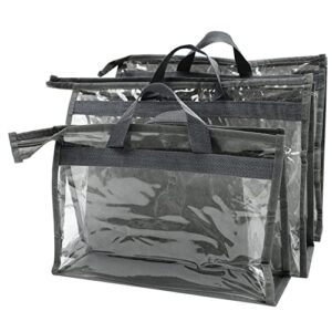 cabilock 3pcs bag hanging bag zip tote bag handbag storage bag hanging closet bag protector clear hangers hanging storage pockets purse storage organizer zipper storage bags purse