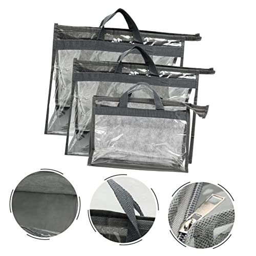 Cabilock 3pcs Bag Hanging Bag Zip Tote Bag Handbag Storage Bag Hanging Closet Bag Protector Clear Hangers Hanging Storage Pockets Purse Storage Organizer Zipper Storage Bags Purse