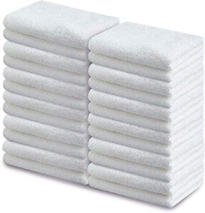 sat americana salon 24pk white towels 100 percent cotton gym hand towel 16 x 26 inch not bleach proof ring spun cotton maximum softness and absorbency, easy care