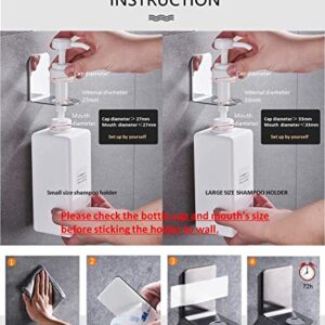 HUNANBANG Non Drilling Adhesive Shower Gel Bottle Rack, Shampoo Dispenser Bottle Holder Hand Soap Dispenser Holder, Liquid Soap Bottle Holder Adhesive Wall Mounted (2 PACK, 2 S Size)