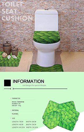 Coloranimal 3 Pcs Area Rugs+Lid Toilet Cover+Bath Mat Set, Follow Your Dreams Sloth Pattern Non Slip Flannel Carpets for Home Bedroom Bathroom Decor