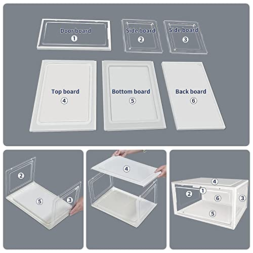 mupera X-Large Shoe Box Storage White Shoe Boxes with Lid, Clear Plastic Stackable Shoe Box Organizers, Storage Bin, Sneakers Shoe Storage Containers Shoe Holder (9 Pack)