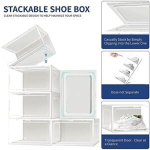 mupera X-Large Shoe Box Storage White Shoe Boxes with Lid, Clear Plastic Stackable Shoe Box Organizers, Storage Bin, Sneakers Shoe Storage Containers Shoe Holder (9 Pack)