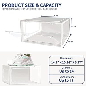 mupera X-Large Shoe Box Storage White Shoe Boxes with Lid, Clear Plastic Stackable Shoe Box Organizers, Storage Bin, Sneakers Shoe Storage Containers Shoe Holder (9 Pack)