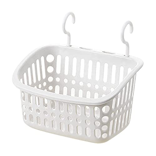 Plastic Hanging Shower Basket with Hook,Plastic Hanging Shower Caddy Basket,Connecting Organizer Storage Basket,For Bathroom Kitchen Storage Holder (White -B)