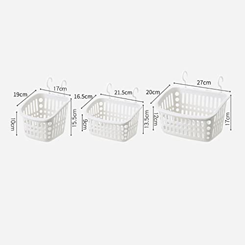 Plastic Hanging Shower Basket with Hook,Plastic Hanging Shower Caddy Basket,Connecting Organizer Storage Basket,For Bathroom Kitchen Storage Holder (White -B)