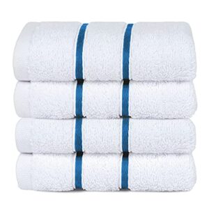 dorlion towels 4 packed white washcloth set, 100% turkish cotton washcloths washrags, small hand face towels for bathroom and kitchen, navy blue