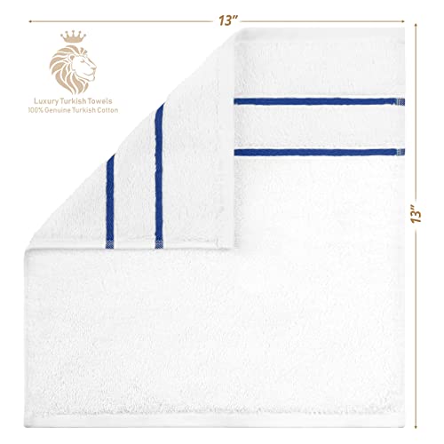 Dorlion Towels 4 Packed White Washcloth Set, 100% Turkish Cotton Washcloths Washrags, Small Hand Face Towels for Bathroom and Kitchen, Navy Blue