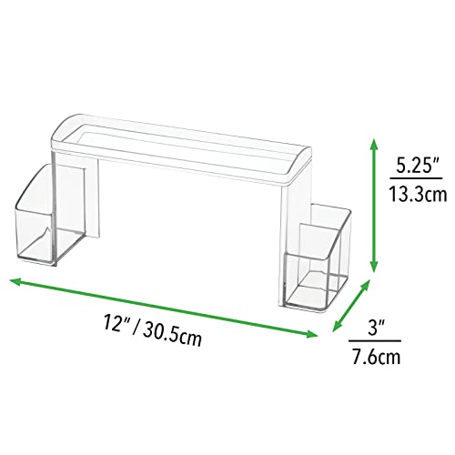 mDesign Small 2-Tier Plastic High-Rise Bathroom Cabinet Organizer - Vitamin Bottle, Medicine, Makeup Storage Shelf for Sink, Counter, and Vanity - Perfect for Hair Product Organization - 2 Pack, Clear