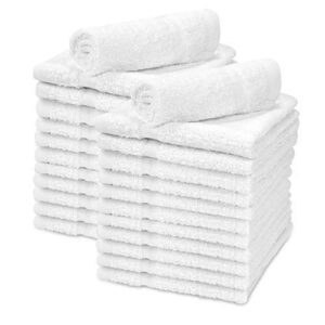 soft textiles cotton washcloths set - 100% ring spun cotton, premium quality flannel face cloths, highly absorbent and soft feel fingertip towels (12 pack, white)