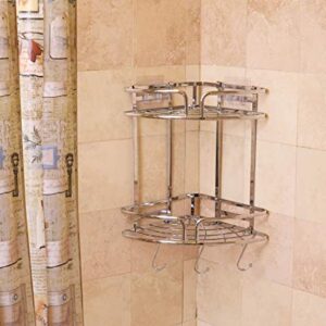 Simple Houseware 2-Tier Bathroom Corner Shower Caddy Organizer with Adhesive Wall Mount, Chrome