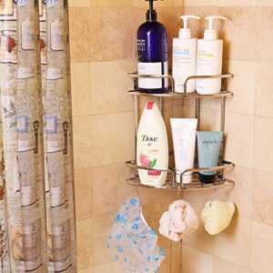 Simple Houseware 2-Tier Bathroom Corner Shower Caddy Organizer with Adhesive Wall Mount, Chrome