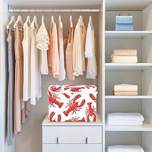 Krafig Cartoon Colorful Animal Lobster Foldable Storage Box Large Cube Organizer Bins Containers Baskets with Lids Handles for Closet Organization, Shelves, Clothes, Toys