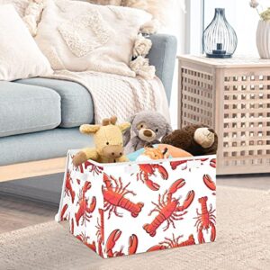 Krafig Cartoon Colorful Animal Lobster Foldable Storage Box Large Cube Organizer Bins Containers Baskets with Lids Handles for Closet Organization, Shelves, Clothes, Toys