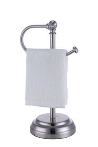 sunnypoint heavy weight classic decorative metal fingertip towel holder stand for bathroom, kitchen, vanity and countertops. (brush chrome, 13.5" x 5.5" x 5.5" inch)