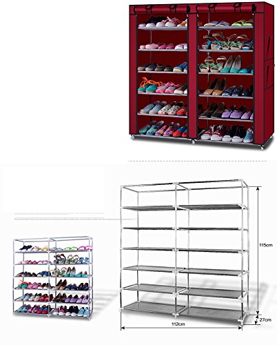 Dogdong 6-Row 2-Line 12 Lattices Non-Woven Fabric Shoe Rack Coffee