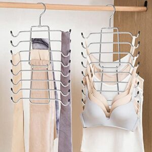 24 Pack Hangers Space Saving Magic Sturdy Closet Hangers + 2 Pcs Tank Top Hangers Space Saving Bra Organizer 360° Rotating Hook Foldable College Dorm Room Essentials Camisoles Bras Belts Silver, Black