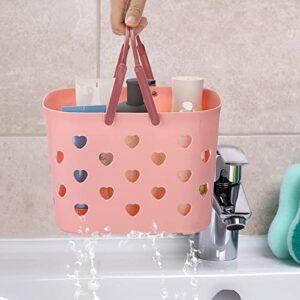 JUXYES Pack of 4 Portable Shower Caddy Basket With Handle, Plastic Shower Caddy Tote for Bathroom College Dorm, Colorful Storage Basket Bin Organizer Shower Tote For Shampoo Conditioner Cosmetics