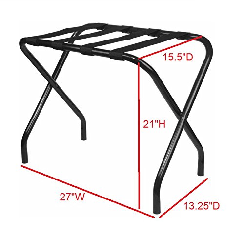 KB Designs - Metal Folding Luggage Rack Suitcase Stand, Black