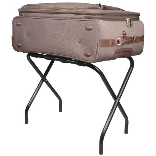 KB Designs - Metal Folding Luggage Rack Suitcase Stand, Black