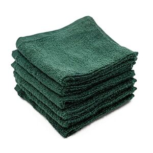 linteum textile 12 piece face towel set, 12x12 inch, 100% soft cotton 16 single ring spun premium washcloths absorbent durable luxurious face towel (hunter green)