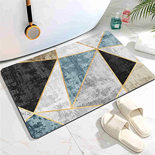 Bathroom Bath Mat Rug,Bath Mats,Super Absorbent Bath Mat Non Slip Soft Carpet,Quick Dry Bath Mat,Diatom Mud Absorbent Bath Mat,Shower Mat Soft Washable Dry Bathroom Carpet Geometry-120x160cm