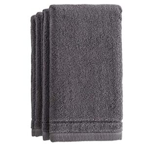creative scents cotton fingertip towels set - 4 pack - 11 x 18 inches decorative small extra-absorbent and soft terry towel for bathroom - powder room, guest and housewarming gift (grey)