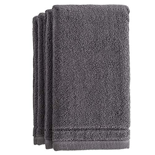 Creative Scents Cotton Fingertip Towels Set - 4 Pack - 11 x 18 Inches Decorative Small Extra-Absorbent and Soft Terry Towel for Bathroom - Powder Room, Guest and Housewarming Gift (Grey)