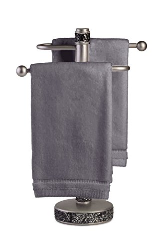 Creative Scents Cotton Fingertip Towels Set - 4 Pack - 11 x 18 Inches Decorative Small Extra-Absorbent and Soft Terry Towel for Bathroom - Powder Room, Guest and Housewarming Gift (Grey)