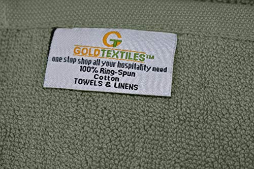 GOLD TEXTILES 100% Cotton Washcloth - 12 Pack | 13x13 inches | Sage Green - Ultra Soft, Highly Absorbent, Long Lasting and Quick Drying - Hotel & Spa Collection Cool Feel Fingertip Towels