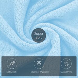 TENSTARS Silk Hemming Hand Towels for Bathroom Clearance - Quick Drying - Ultra Soft Microfiber Absorbent Towel for Bath Fitness, Gym, Shower, Hotel, and Spa - 16x28 Inch | Set of 6, Aquamarine