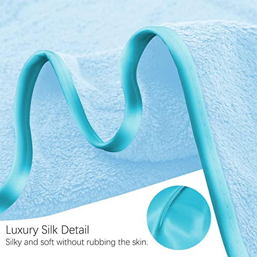 TENSTARS Silk Hemming Hand Towels for Bathroom Clearance - Quick Drying - Ultra Soft Microfiber Absorbent Towel for Bath Fitness, Gym, Shower, Hotel, and Spa - 16x28 Inch | Set of 6, Aquamarine