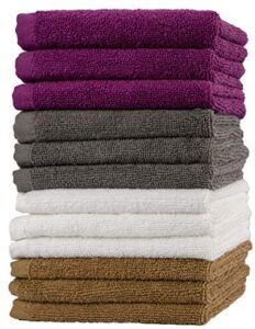 bliss casa washcloths set (12 x 12 inch, 12 pack) – 100% cotton washcloths for face, highly absorbent soft face towels, and quick drying fingertip towels for daily use (multi, mix)