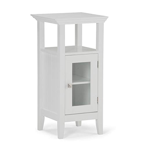 SIMPLIHOME Acadian 30 inch H x 15 inch W Floor Storage Bath Cabinet in Pure White with Storage Compartment and 1 shelf, for the Bathroom, Transitional