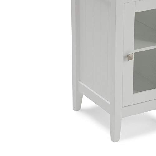 SIMPLIHOME Acadian 30 inch H x 15 inch W Floor Storage Bath Cabinet in Pure White with Storage Compartment and 1 shelf, for the Bathroom, Transitional